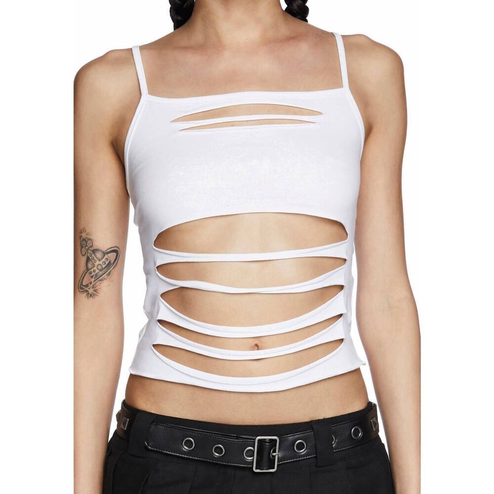 Current Mood Slashed Cutout Cropped Tank - Picture 6 of 6
